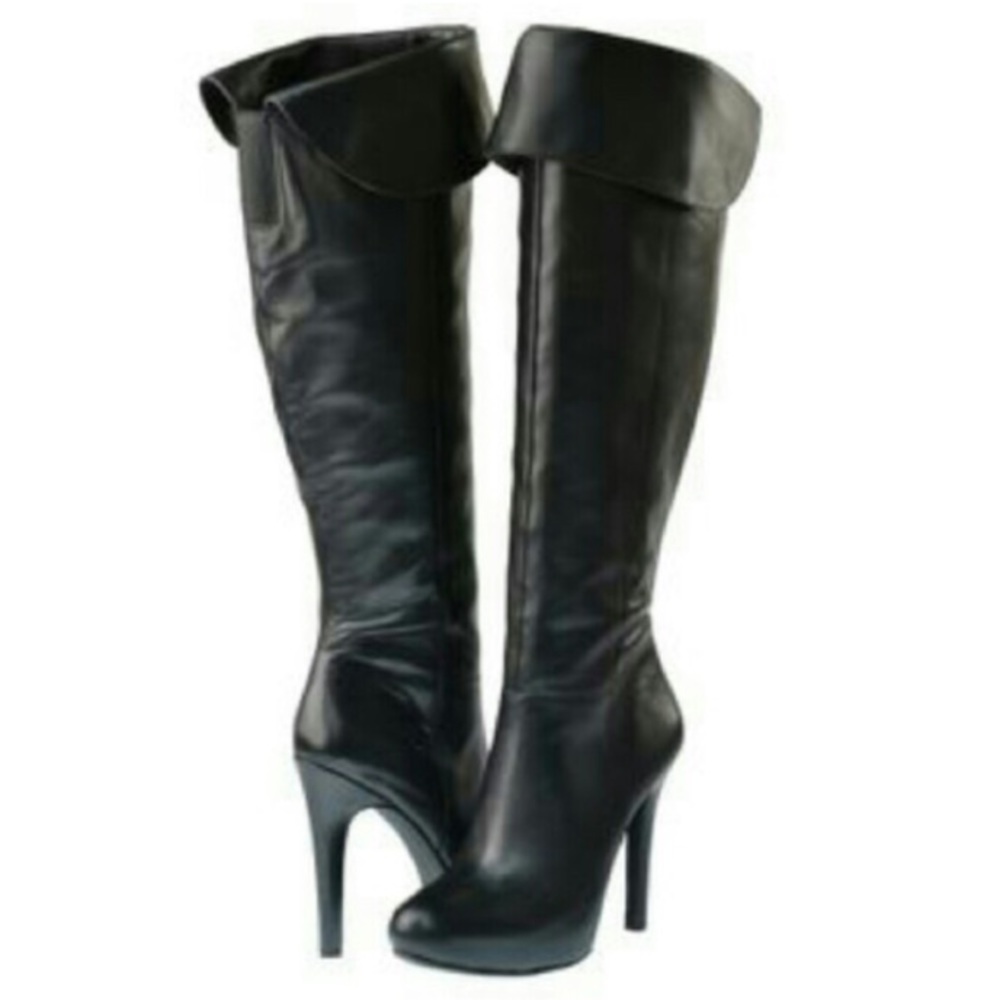Jessica Simpson Audrey Black Leather Heeled Boots